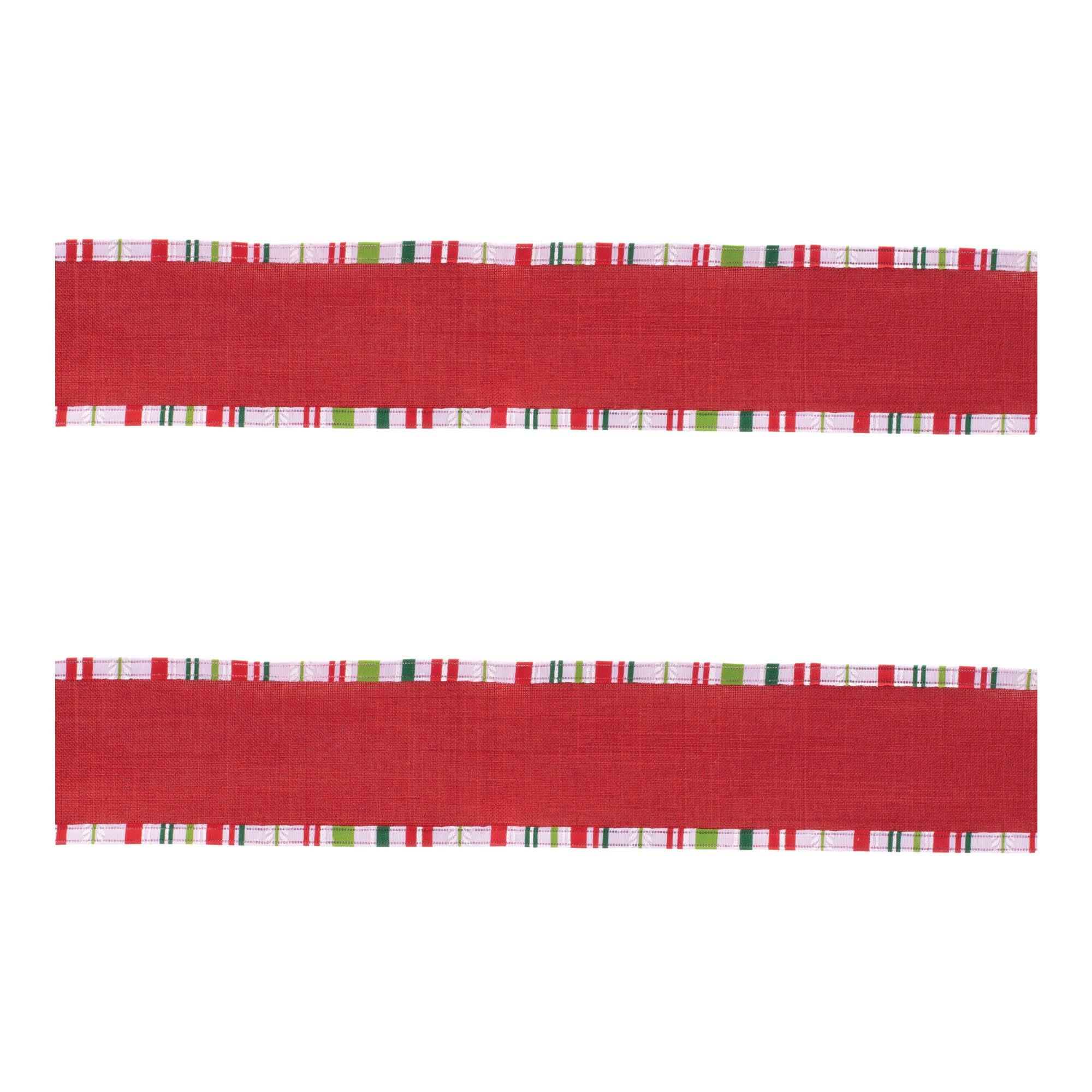 2.5" x 10yd. Striped Trim Wired Ribbons, 2ct.